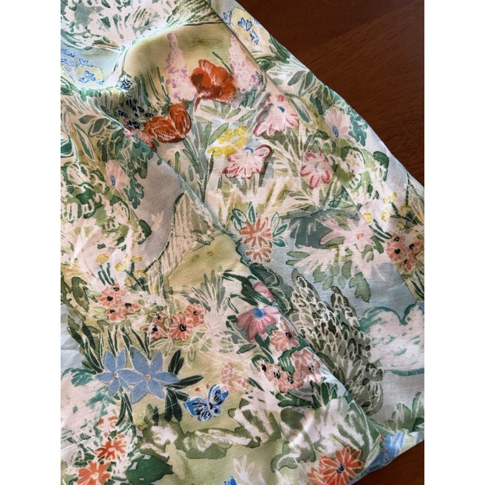 Hunter Bell Pierce Midi Dress Size 4 Green Garden Floral Linen Blend Cutout Bow - Picture 16 of 16